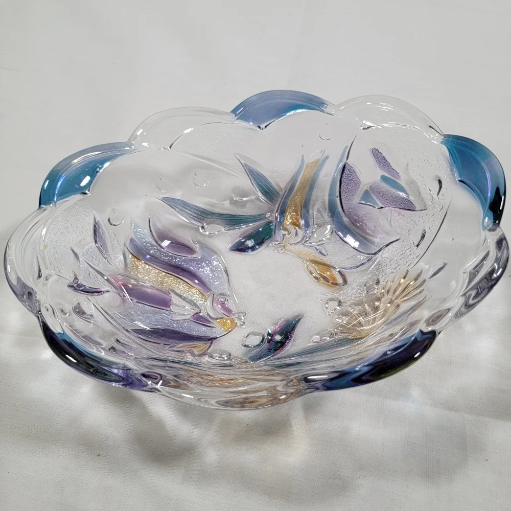 Mikasa Savoir Vivre Key Largo Tropical Fish Stained Glass Oval Bowl Dish trinket